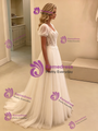 White Tulle Puff Sleeve Lace Wedding Dress