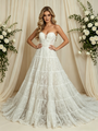 White Lace Strapless Wedding Dress