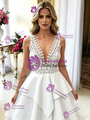 White V-neck Lace Wedding Dress