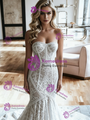 White Mermaid Satin Strapless Wedding Dress