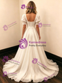 White Tulle Puff Sleeve Lace Wedding Dress