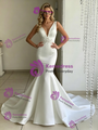 White Mermaid V-neck Wedding Dress