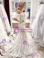 White Mermaid Lace Puff Sleeve Wedding Dress