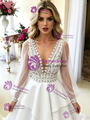 White Long Sleeve V-neck Lace Wedding Dress