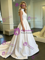 White High Neck Satin Wedding Dress