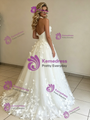 White Tulle Halter Backless Butterfly Wedding Dress