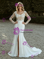White Mermaid Long Sleeve Lace Wedding Dress