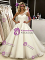 White Tulle One Shoulder Appliques Wedding Dress