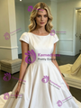 White Satin Cap Sleeve Wedding Dress