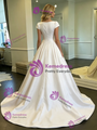 White Satin Cap Sleeve Wedding Dress