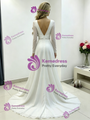 White Chiffon V-neck Pleats Wedding Dress