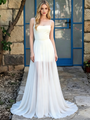 White Chiffon Spaghetti Straps Beach Wedding Dress