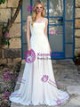 White Chiffon Spaghetti Straps Beach Wedding Dress