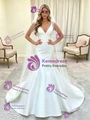 White Mermaid V-neck Wedding Dress