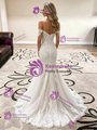 White Mermaid Lace Spaghetti Straps Wedding Dress