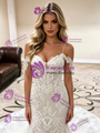 White Mermaid Lace Spaghetti Straps Wedding Dress