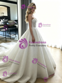 White Ball Gown Sequins Strapless Wedding Dress