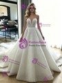 White Ball Gown Sequins Strapless Wedding Dress