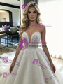 White Ball Gown Sequins Strapless Wedding Dress