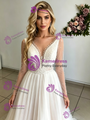 Beige White Tulle Long Sleeve Wedding Dress