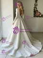 White Sequins Long Sleeve V-neck Wedding Dress