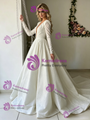 White Sequins Long Sleeve V-neck Wedding Dress