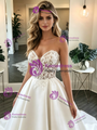 White Satin Lace Strapless Wedding Dress