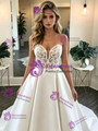 White Satin Lace Strapless Wedding Dress