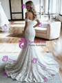 White Mermaid Lace Off the Shoulder Wedding Dress