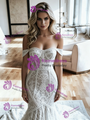 White Mermaid Lace Off the Shoulder Wedding Dress