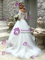 White Tulle Lace Short Sleeve Wedding Dress