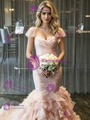 Pink Mermaid Tulle Beading Wedding Dress
