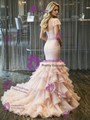 Pink Mermaid Tulle Beading Wedding Dress