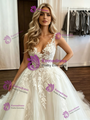 White Tulle Straps Appliques Wedding Dress