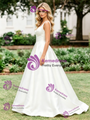 Simple White Satin Straps Wedding Dress