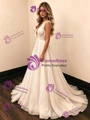 White Tulle V-neck Lace Wedding Dress