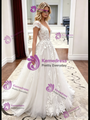 White Lace V-neck Wedding Dress