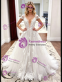 White Lace V-neck Wedding Dress
