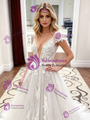 White Lace V-neck Wedding Dress