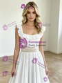 White Chiffon Straps Wedding Dress