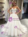 White Tulle Lace Strapless Wedding Dress