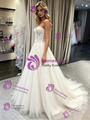 White Tulle Lace Strapless Wedding Dress
