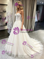 White Tulle Lace Strapless Wedding Dress