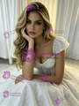 White Sequins Straps Wedding Dress
