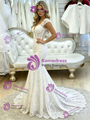 White Mermaid Lace V-neck Wedding Dress