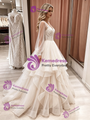 Champagne Tulle V-neck Lace Wedding Dress