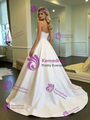 White Satin Strapless Wedding Dress