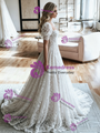 White Lace Puff Sleeve Wedding Dress