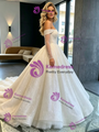 White Sequins Off the Shoulder Wedding Dress