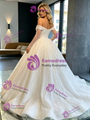 White Sequins Off the Shoulder Wedding Dress